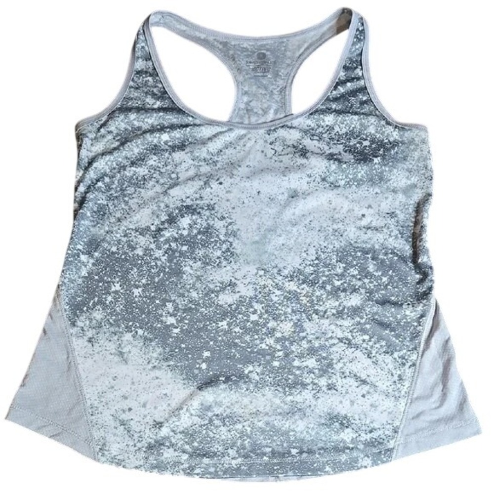 Old Navy Semi-Fitted Active Racerback Tank Top, Athletic Gym, Gray White, Medium